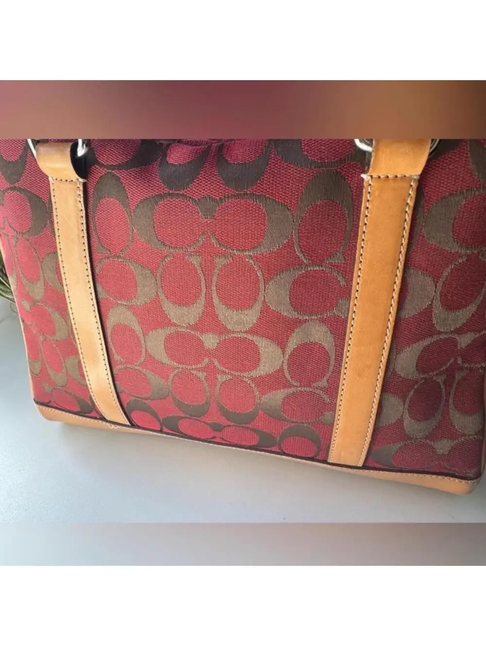 Vintage Coach Red and Tan Satchel purse - Picture 2 of 8